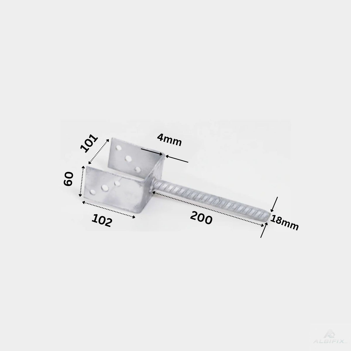Papuc reazem cu tija din otel zincat 101x60x102mm grosime 4mm