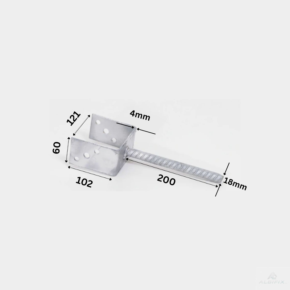 Papuc reazem cu tija din otel zincat 121x60x102mm grosime 4mm