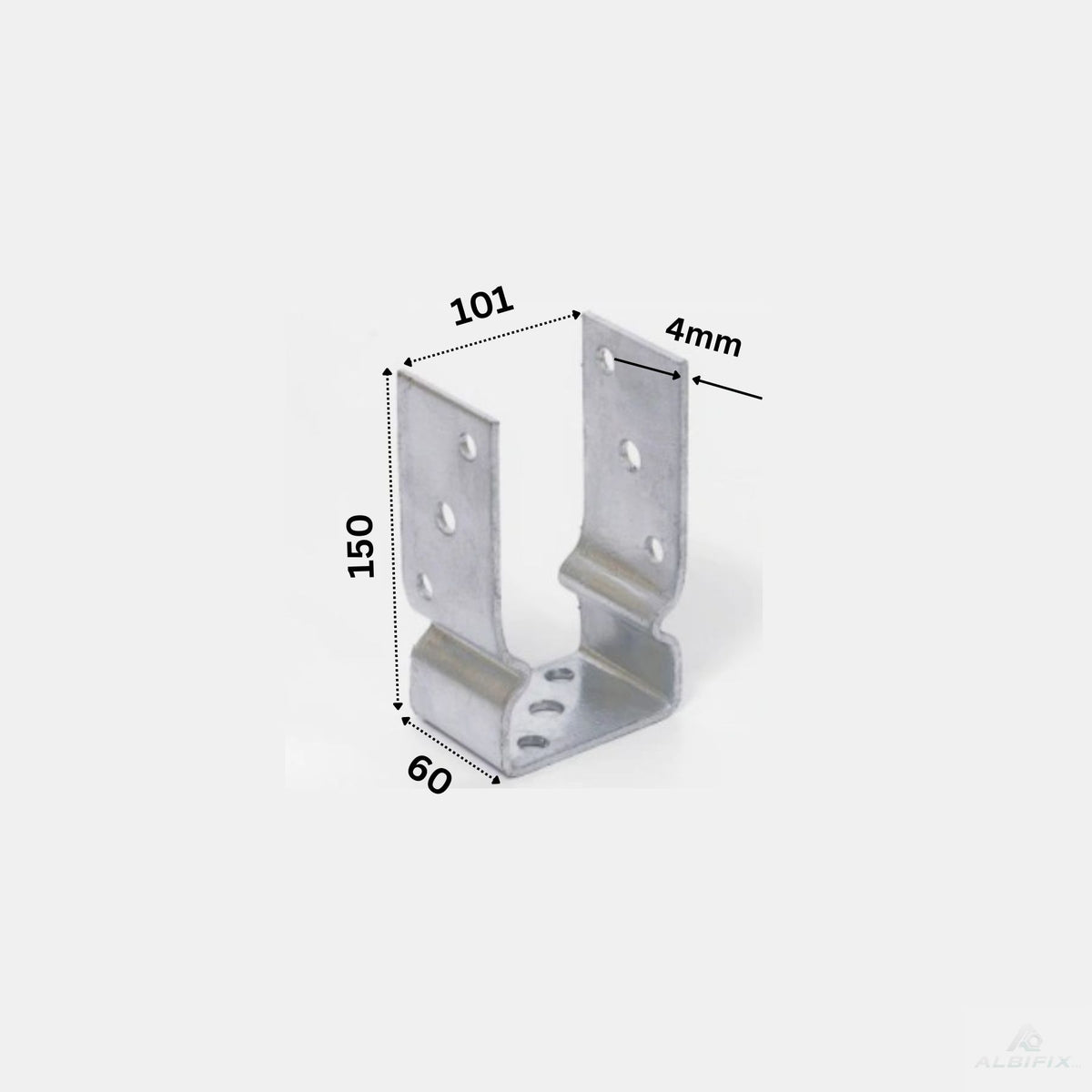Suport stalp lemn tip U cu nervura din otel zincat 101x60x150mm grosime 4mm