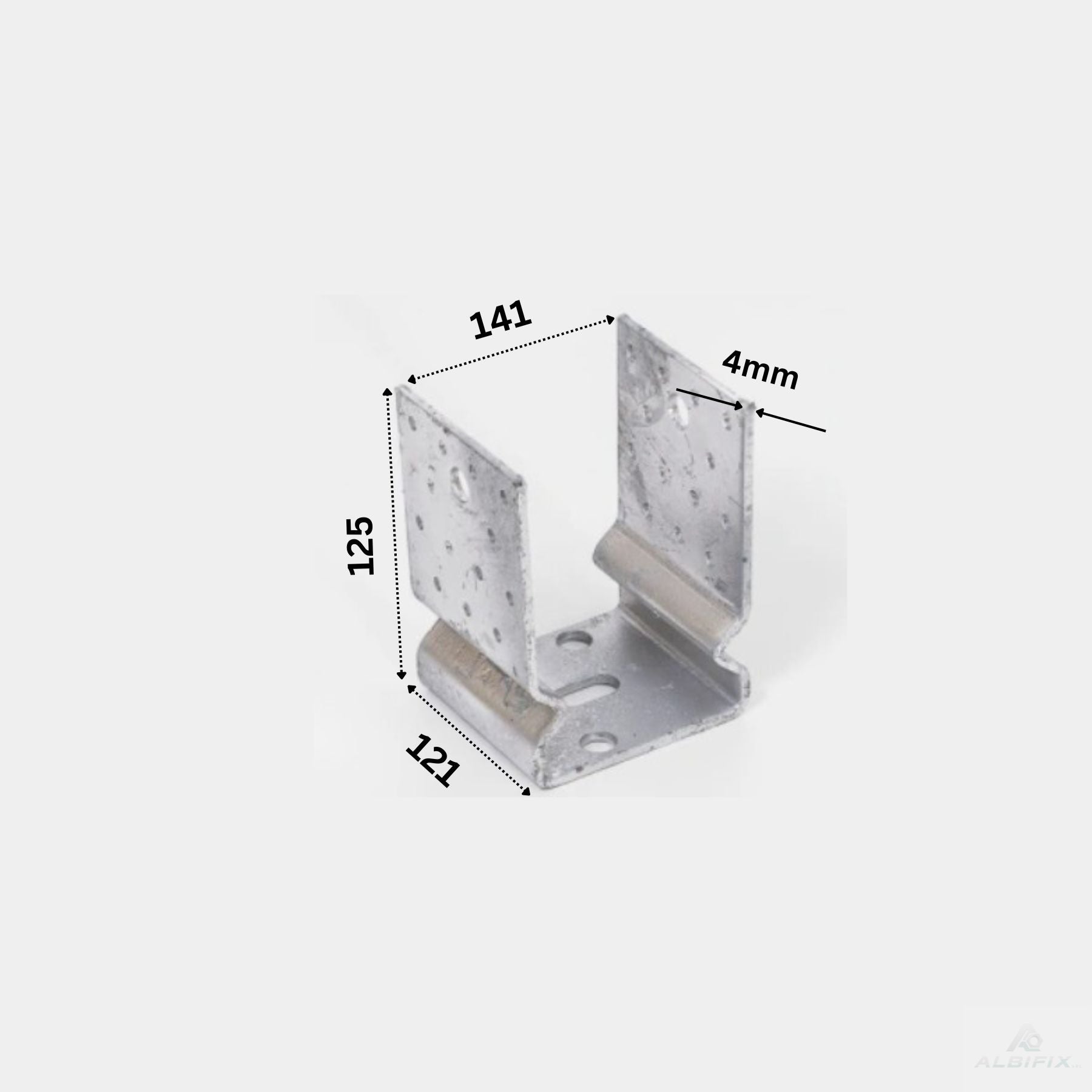 Suport stalp lemn tip U cu nervura din otel zincat 141x121x125mm grosime 4mm