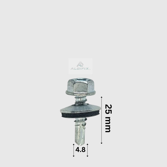 Surub autoforant 4.8x25 mm zincat, prindere in metal cu cap hexagonal si saiba  250 buc/cutie