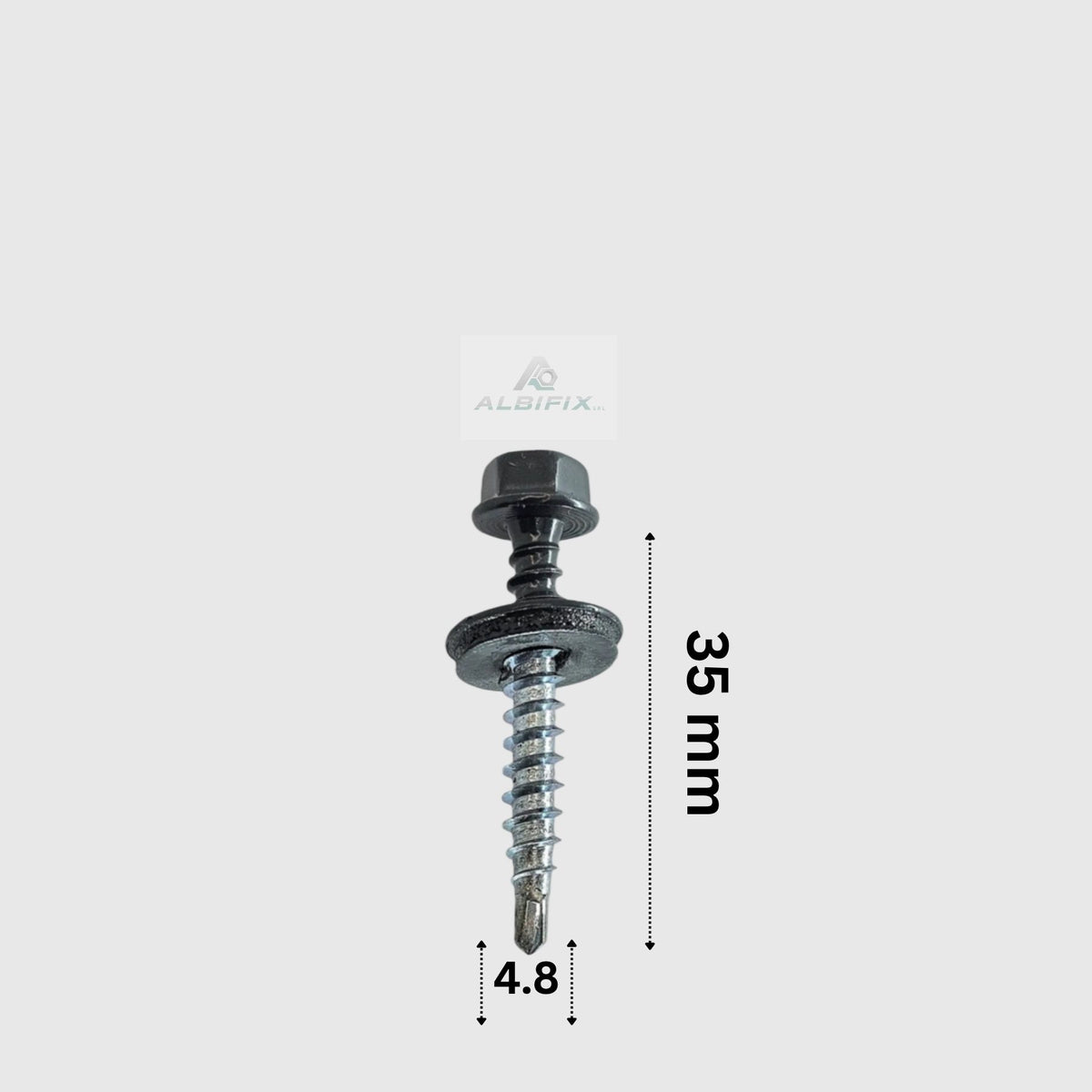 Surub autoforant 4.8x35 mm gri antracit 7024 cu cap hexagonal si saiba 250 buc/cutie