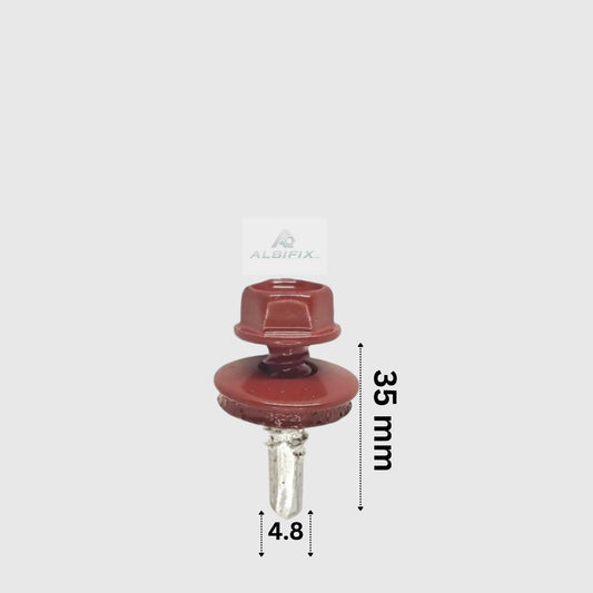 Surub autoforant 4.8x35 mm rosu 3011, prindere in metal cu cap hexagonal si saiba  250 buc/cutie
