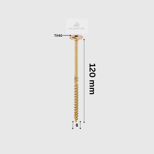 Surub Dulgherie 8x120 mm cap plat torx tx40 50 buc/cutie