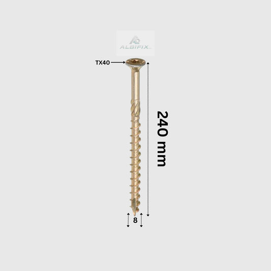 Surub Dulgherie 8x240 mm cap inecat torx tx40 50 buc/cutie
