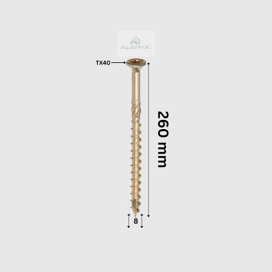 Surub Dulgherie 8x260 mm cap inecat torx tx40 50 buc/cutie