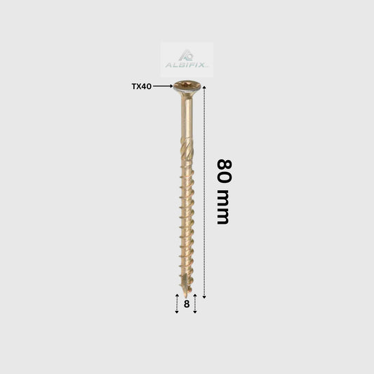 Surub Dulgherie 8x80 mm cap inecat torx tx40 100 buc/cutie