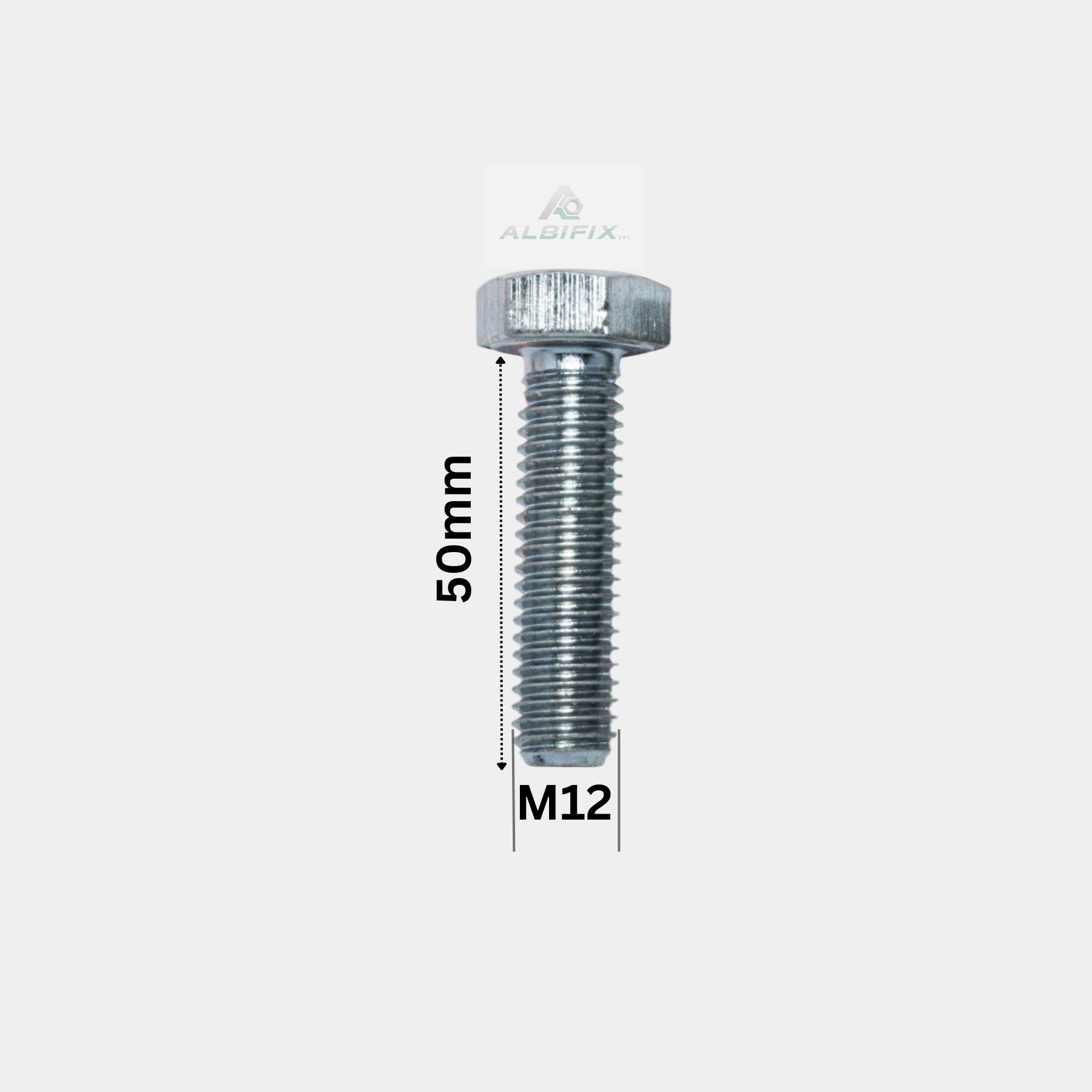 Surub cu filet metric M12x50 mm cap hexagonal DIN 933 GR. 8.8 - 100 buc/cutie
