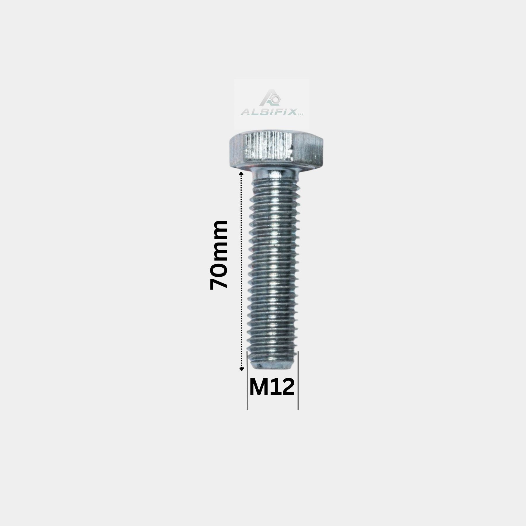 Surub cu filet metric M12x70 mm cap hexagonal DIN 933 GR. 8.8 - 50 buc/cutie