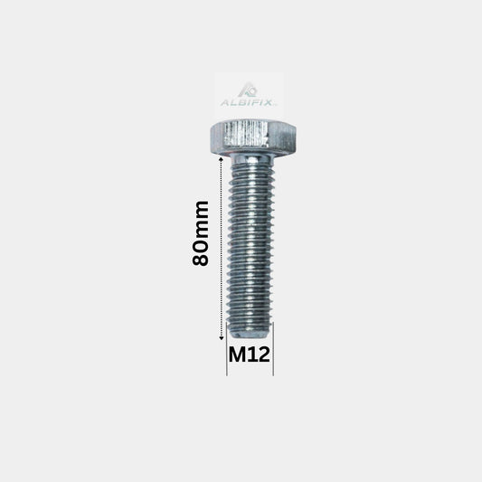 Surub cu filet metric M12x80 mm cap hexagonal DIN 933 GR. 8.8 - 50 buc/cutie