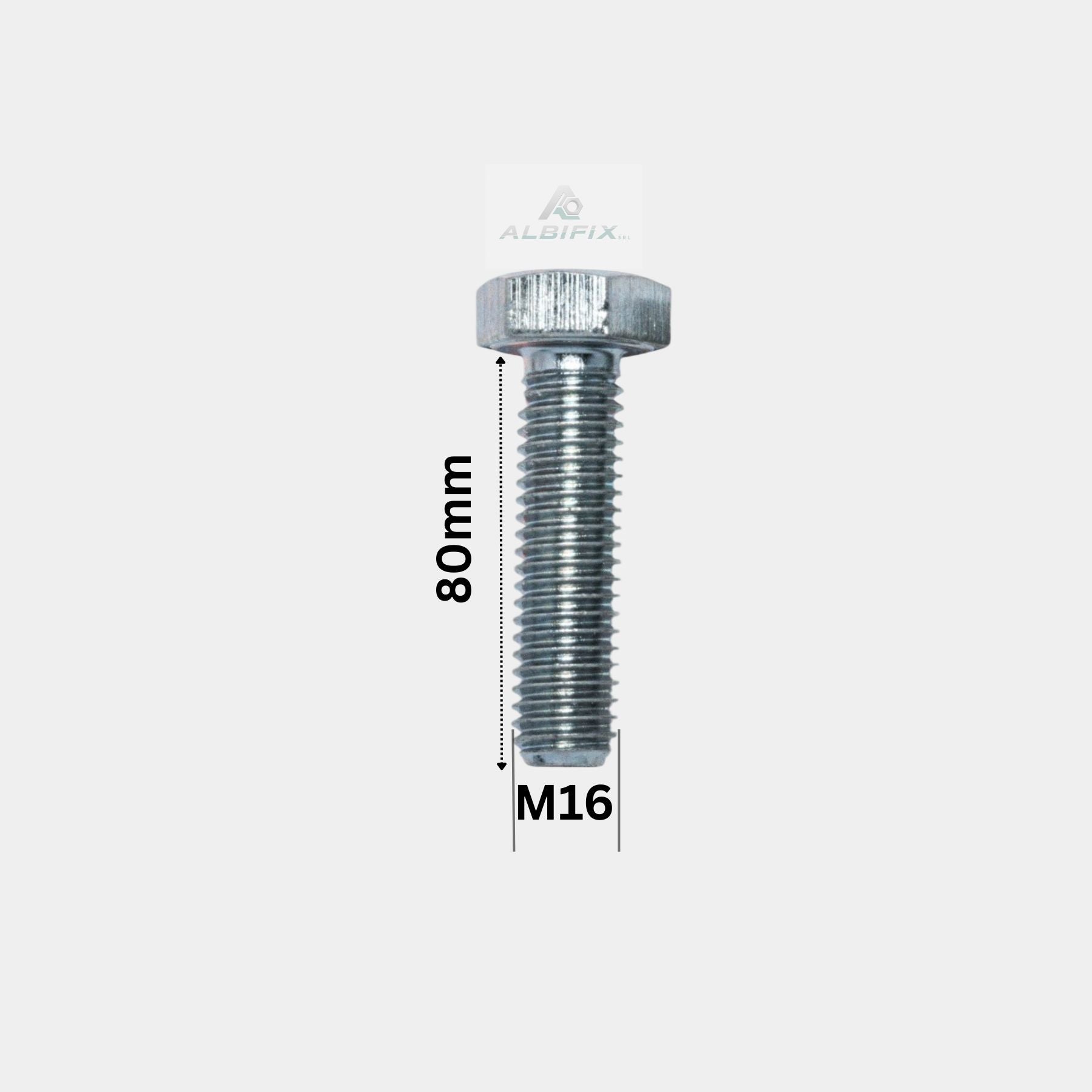 Surub cu filet metric M16x80 mm cap hexagonal DIN 933 GR. 8.8 - 25 buc/cutie