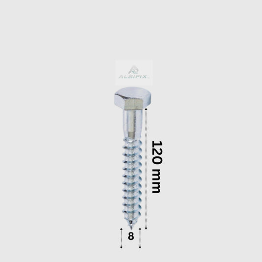 Surub pentru lemn cap hexagonal 8x120 mm DIN571 - 100 buc/cutie