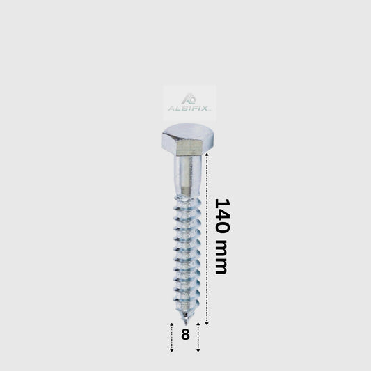 Surub pentru lemn cap hexagonal 8x140 mm DIN571 - 100 buc/cutie