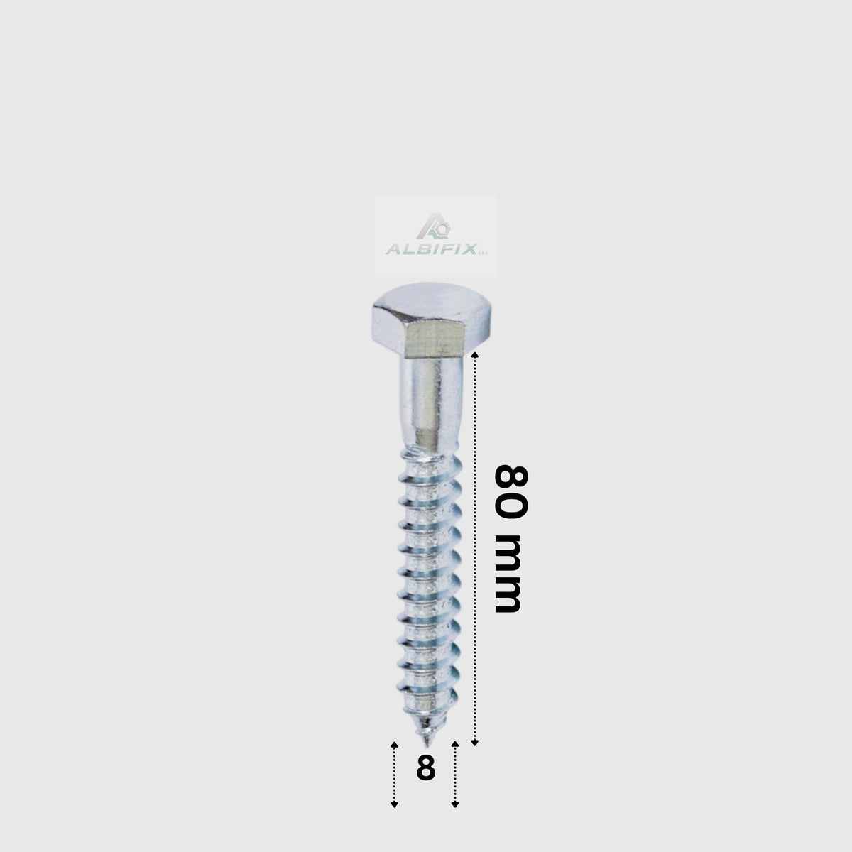 Surub pentru lemn cap hexagonal 8x80 mm DIN571 - 100 buc/cutie