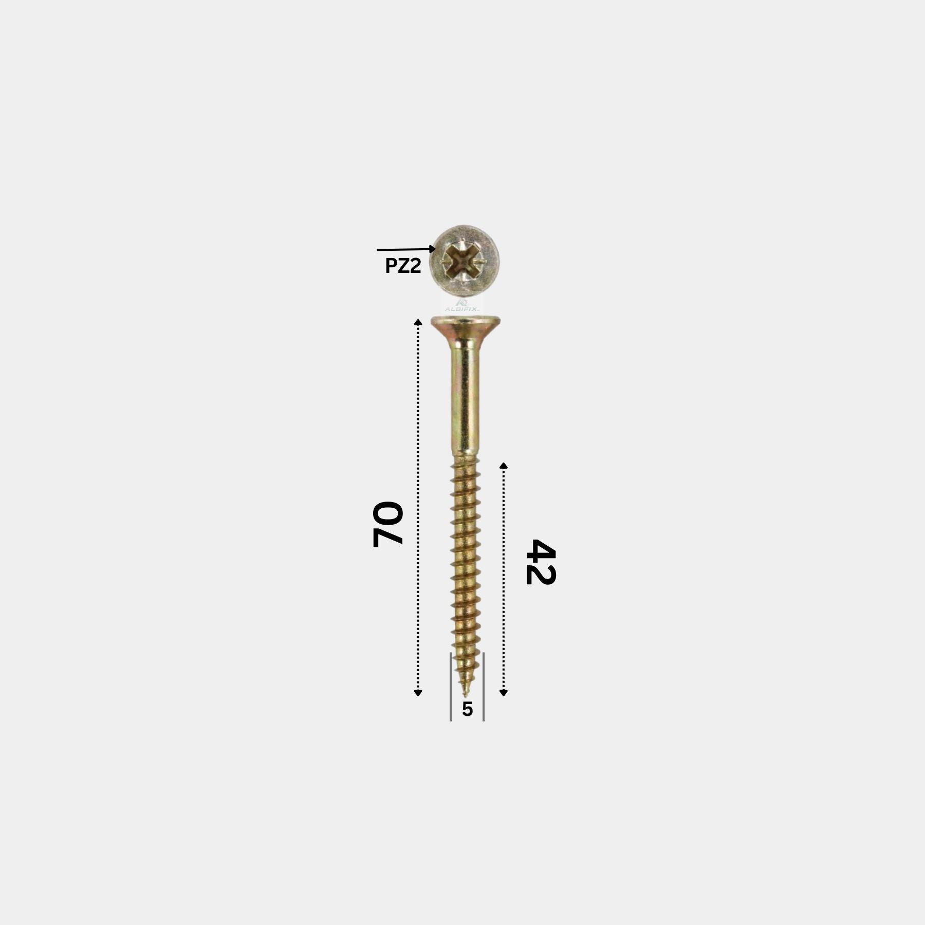 Surub pentru pal si lemn filet partial 5x70 mm cap inecat zincat galben - 250 buc/cutie